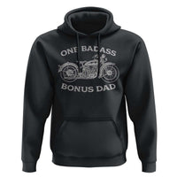 One Badass Bonus Dad Hoodie Funny Stepdad Motorcycle Graphic Mens Biker