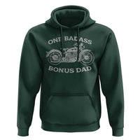 One Badass Bonus Dad Hoodie Funny Stepdad Motorcycle Graphic Mens Biker