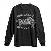 One Badass Bonus Dad Long Sleeve Shirt Funny Stepdad Motorcycle Graphic Mens Biker