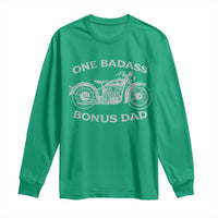 One Badass Bonus Dad Long Sleeve Shirt Funny Stepdad Motorcycle Graphic Mens Biker