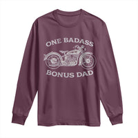 One Badass Bonus Dad Long Sleeve Shirt Funny Stepdad Motorcycle Graphic Mens Biker