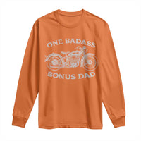 One Badass Bonus Dad Long Sleeve Shirt Funny Stepdad Motorcycle Graphic Mens Biker