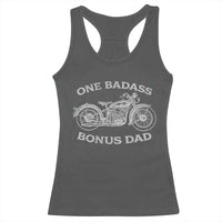 One Badass Bonus Dad Racerback Tank Top Funny Stepdad Motorcycle Graphic Mens Biker