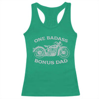 One Badass Bonus Dad Racerback Tank Top Funny Stepdad Motorcycle Graphic Mens Biker