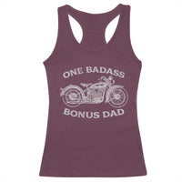 One Badass Bonus Dad Racerback Tank Top Funny Stepdad Motorcycle Graphic Mens Biker