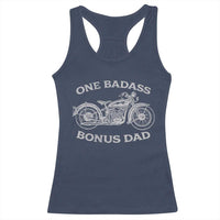 One Badass Bonus Dad Racerback Tank Top Funny Stepdad Motorcycle Graphic Mens Biker