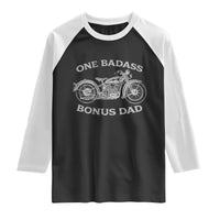 One Badass Bonus Dad Raglan Shirt Funny Stepdad Motorcycle Graphic Mens Biker