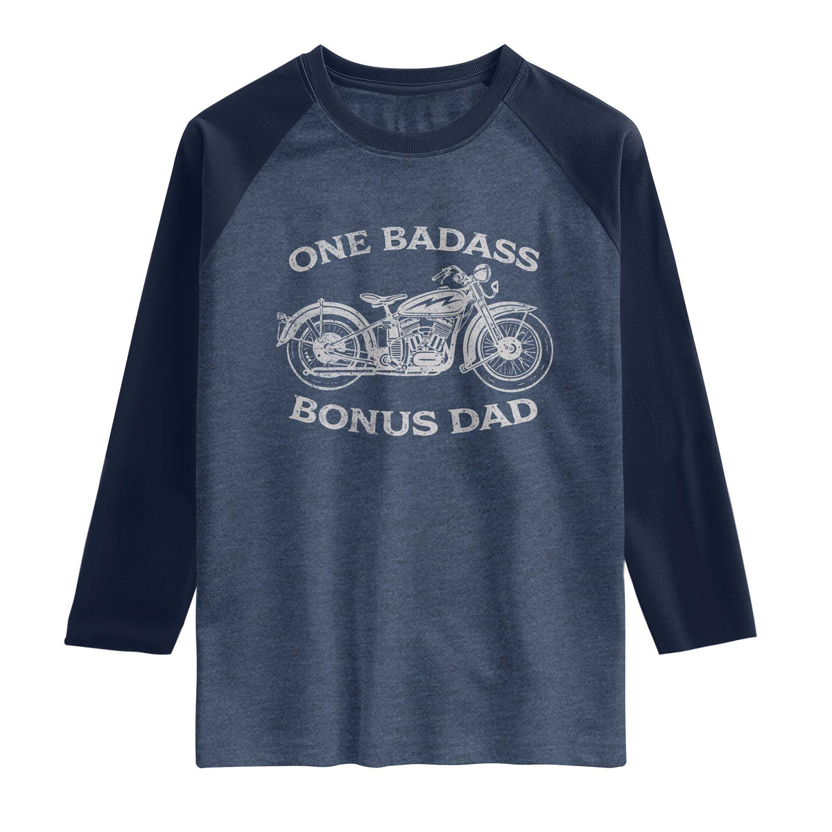 One Badass Bonus Dad Raglan Shirt Funny Stepdad Motorcycle Graphic Mens Biker