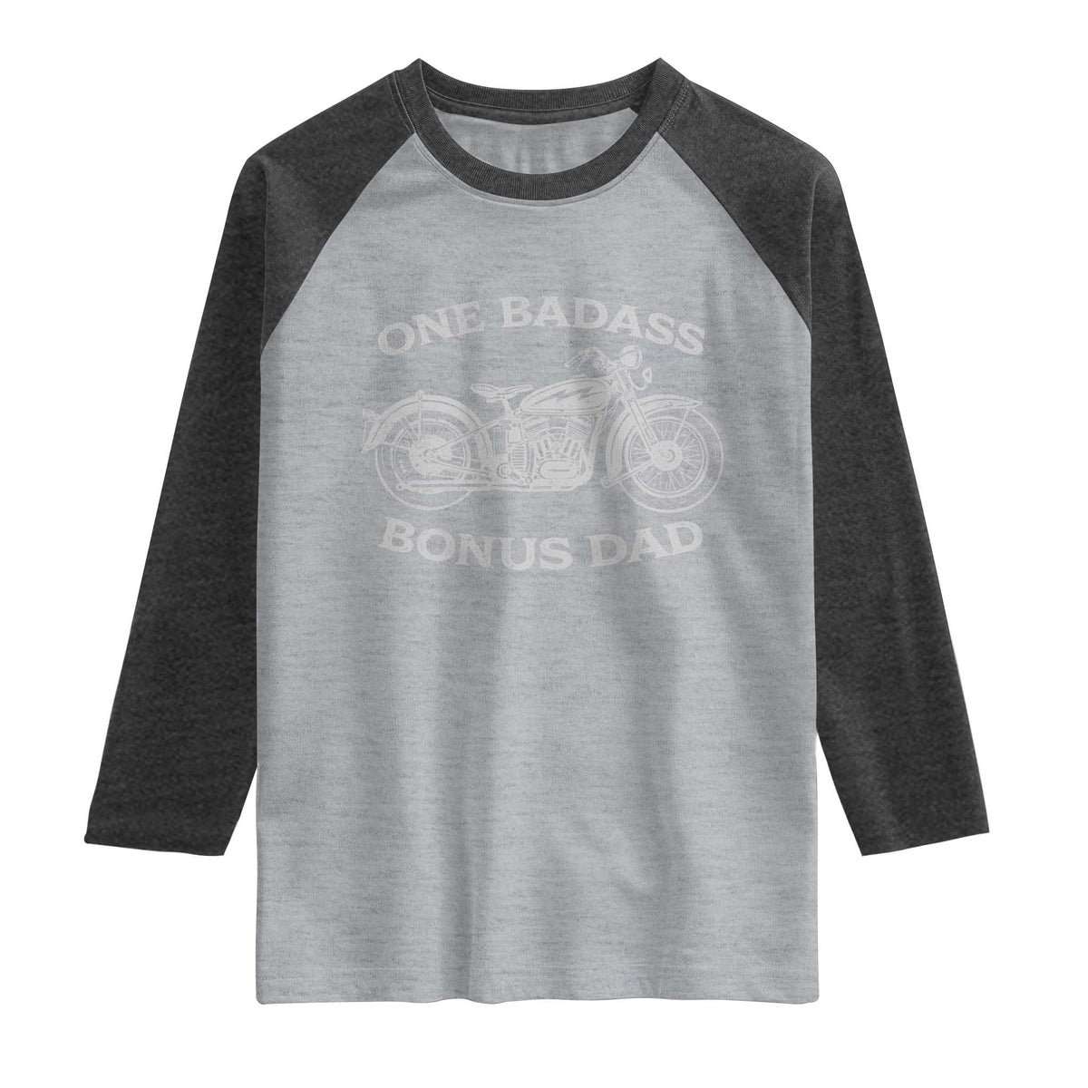 One Badass Bonus Dad Raglan Shirt Funny Stepdad Motorcycle Graphic Mens Biker