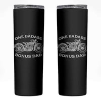 One Badass Bonus Dad Skinny Tumbler Funny Stepdad Motorcycle Graphic Mens Biker