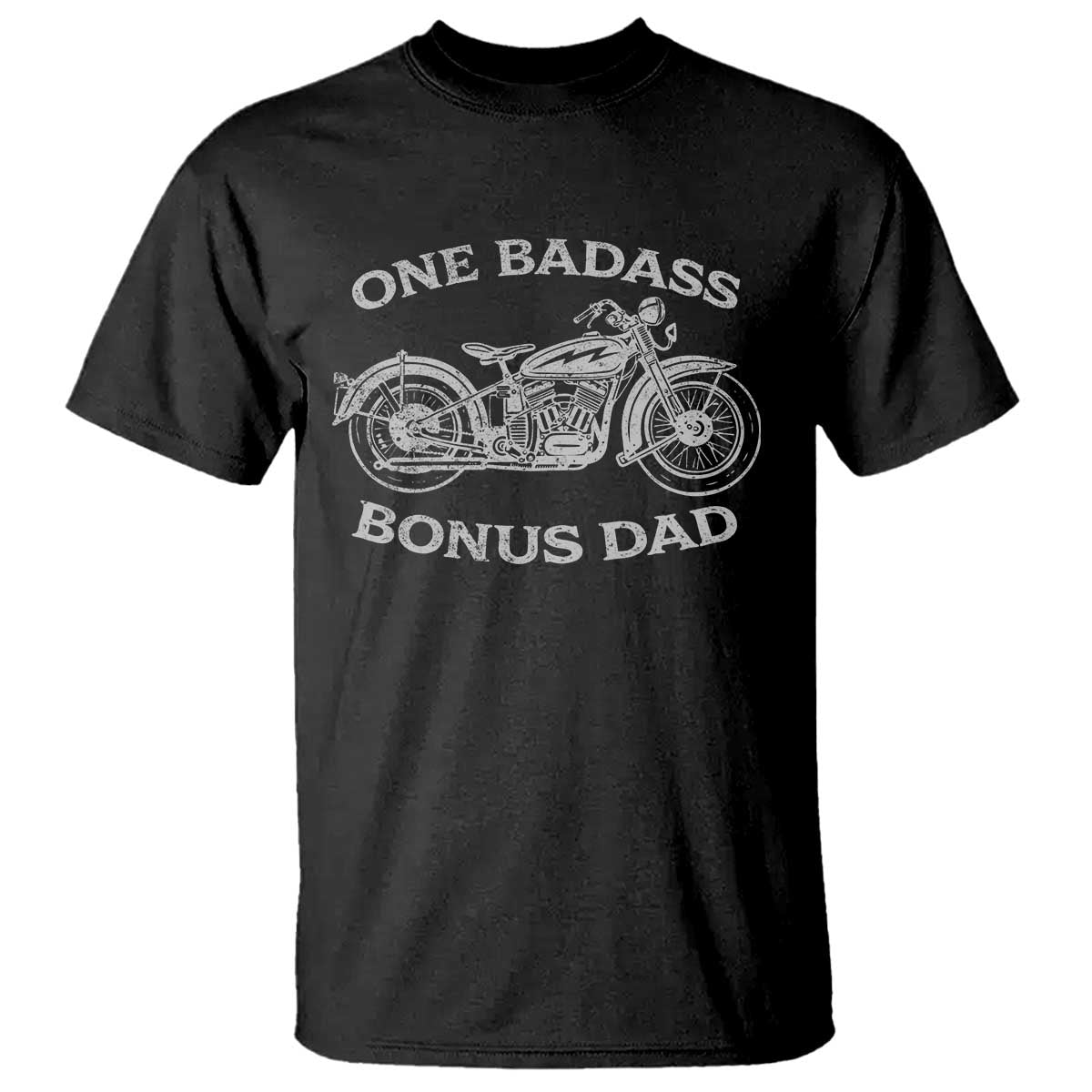 One Badass Bonus Dad T Shirt Funny Stepdad Motorcycle Graphic Mens Biker