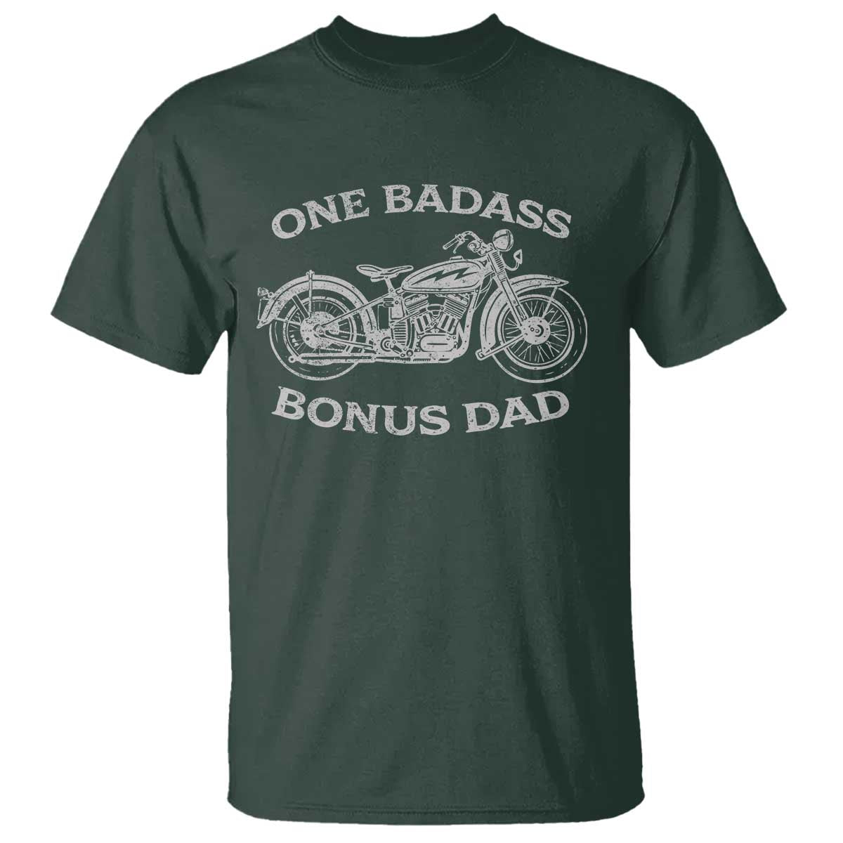 One Badass Bonus Dad T Shirt Funny Stepdad Motorcycle Graphic Mens Biker