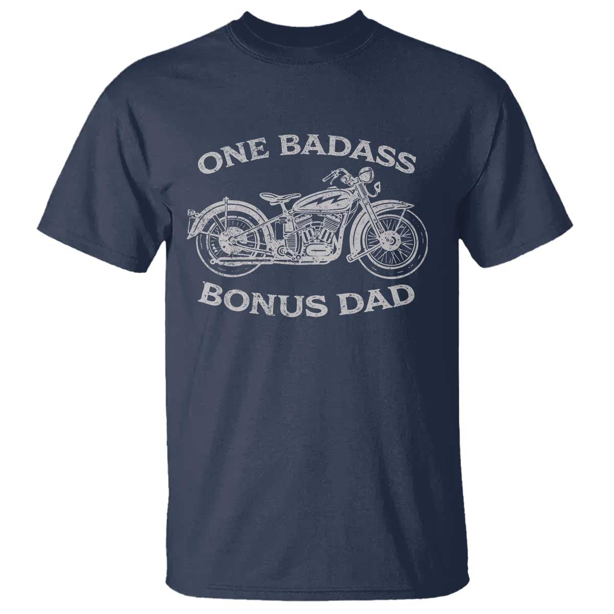 One Badass Bonus Dad T Shirt Funny Stepdad Motorcycle Graphic Mens Biker