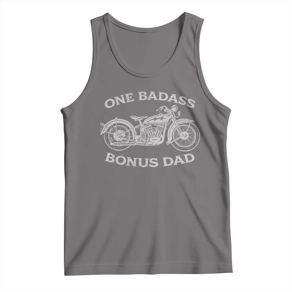 One Badass Bonus Dad Tank Top Funny Stepdad Motorcycle Graphic Mens Biker