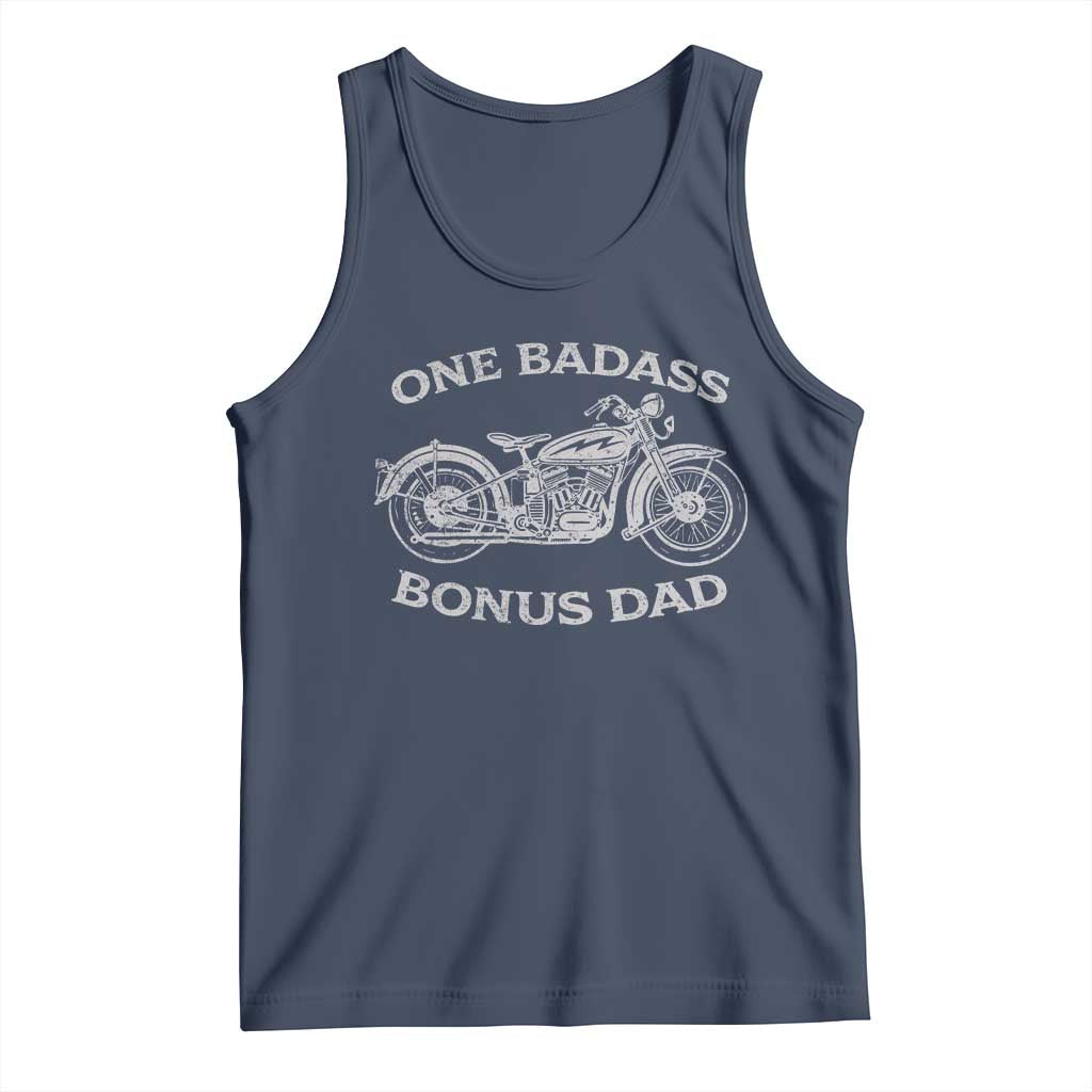 One Badass Bonus Dad Tank Top Funny Stepdad Motorcycle Graphic Mens Biker