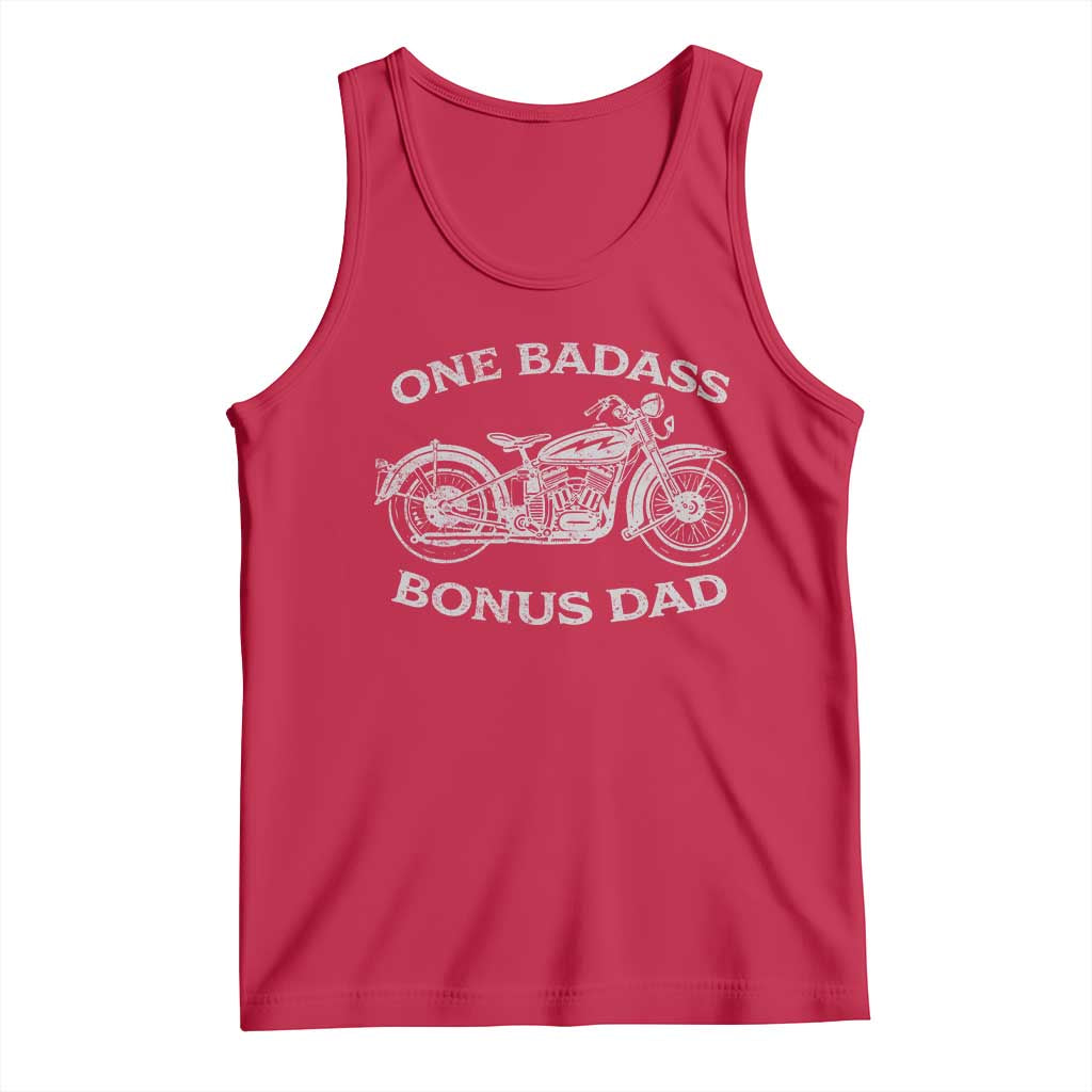 One Badass Bonus Dad Tank Top Funny Stepdad Motorcycle Graphic Mens Biker