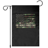 One Badass Bonus Dad Garden Flag Funny Stepdad Camo American Flag