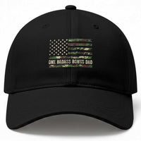 One Badass Bonus Dad Baseball Cap Funny Stepdad Camo American Flag