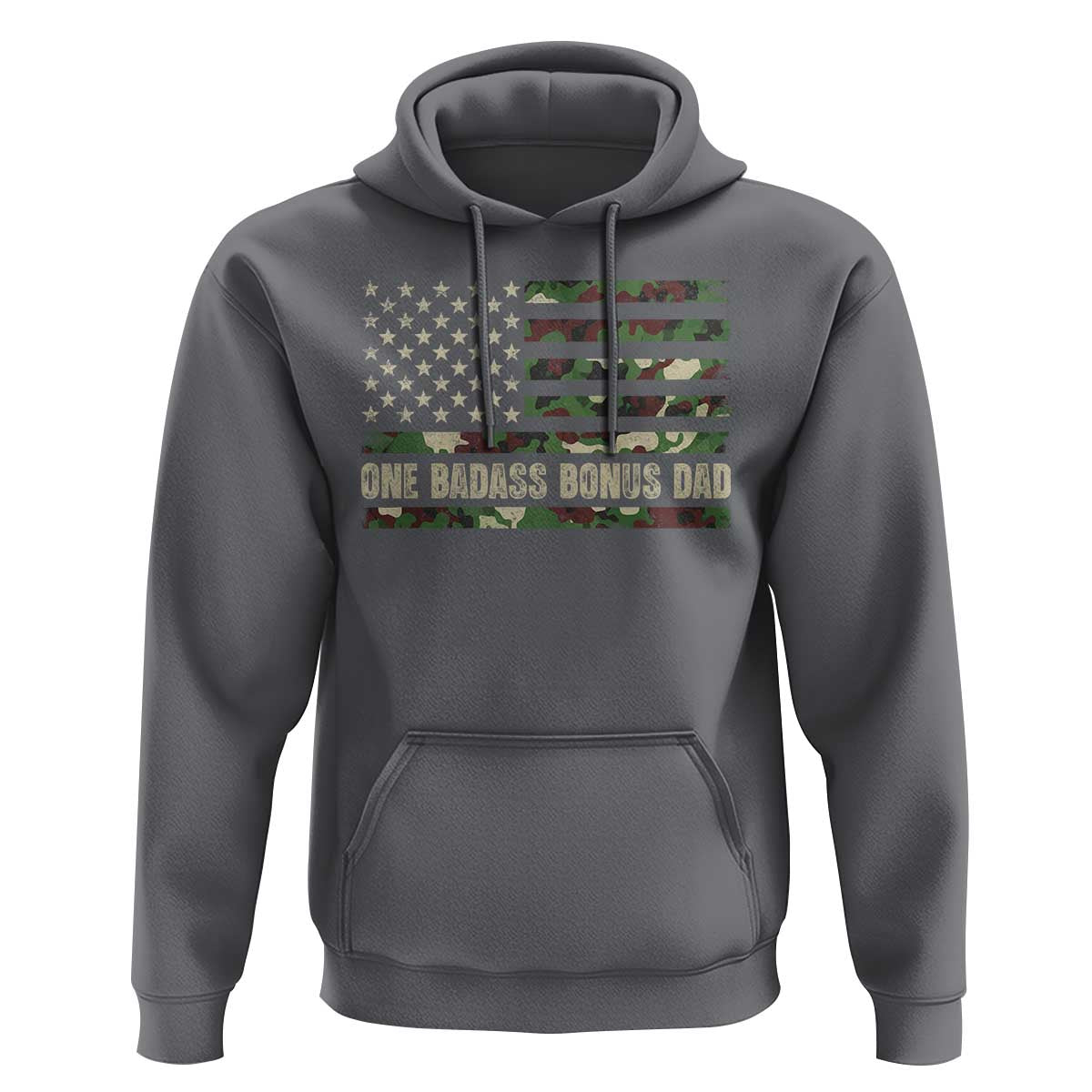 One Badass Bonus Dad Hoodie Funny Stepdad Camo American Flag
