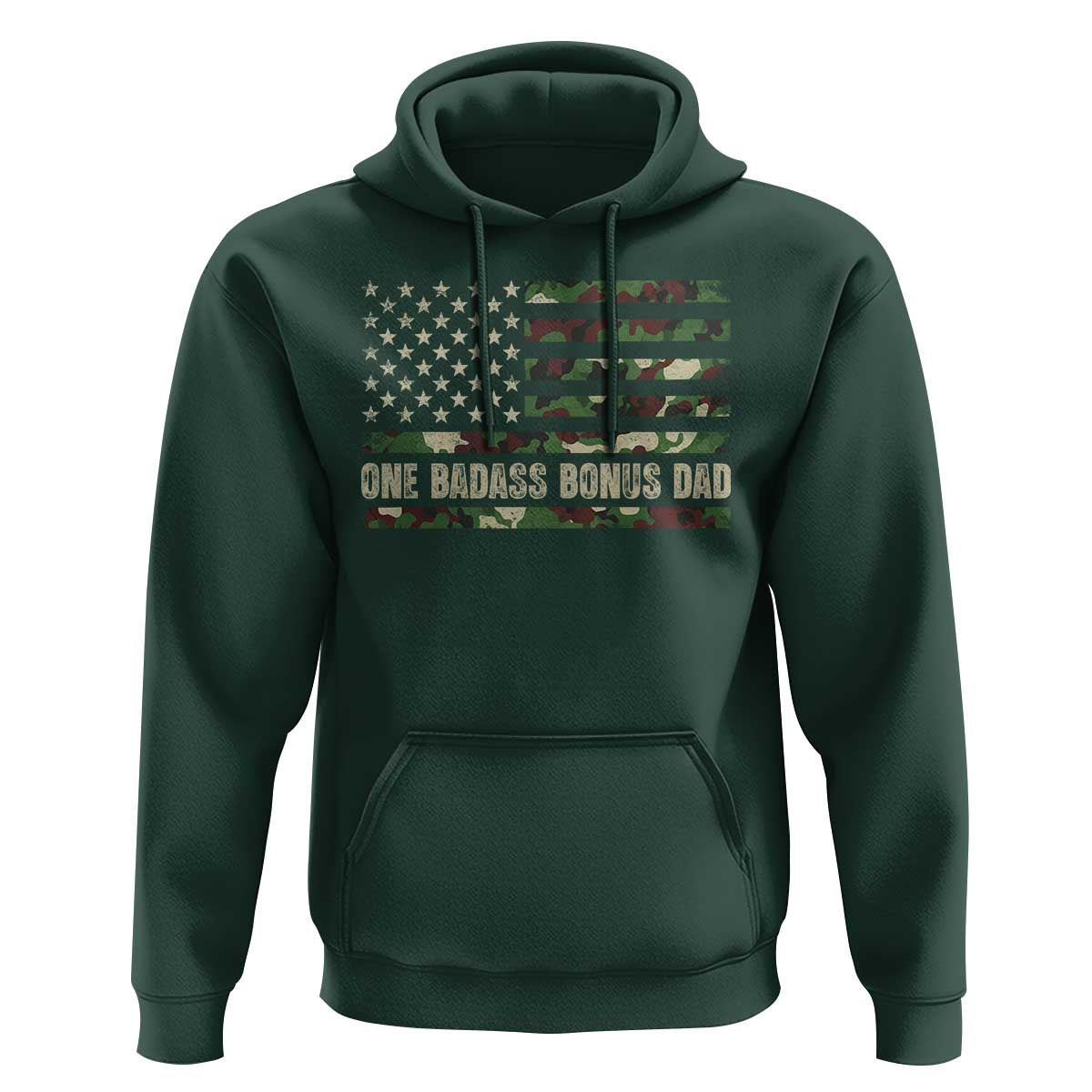 One Badass Bonus Dad Hoodie Funny Stepdad Camo American Flag