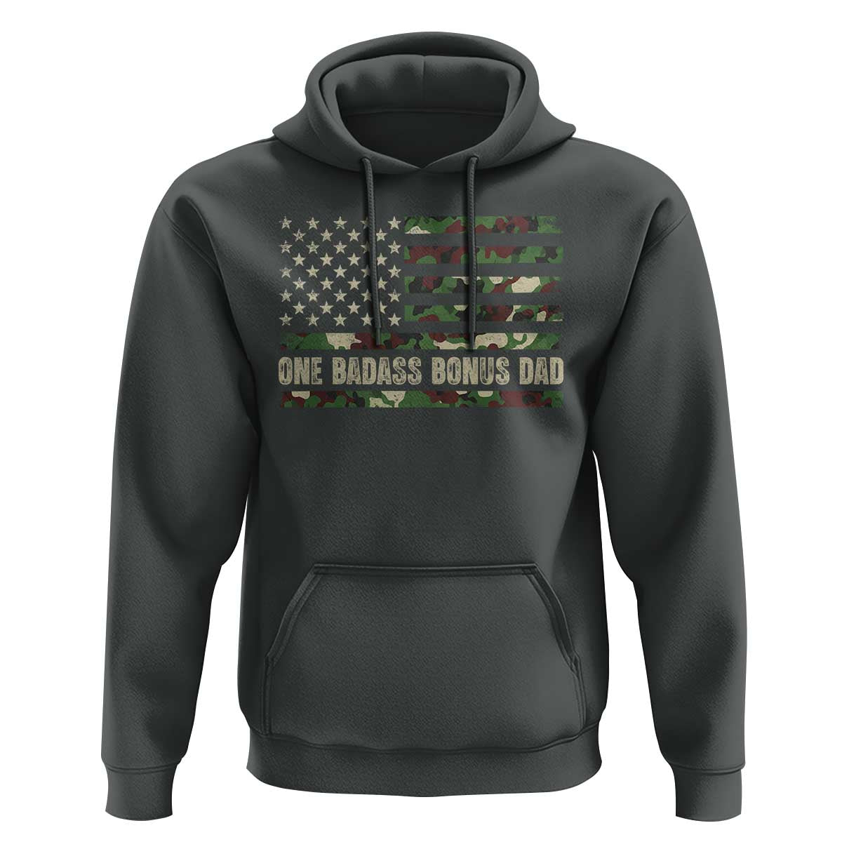 One Badass Bonus Dad Hoodie Funny Stepdad Camo American Flag