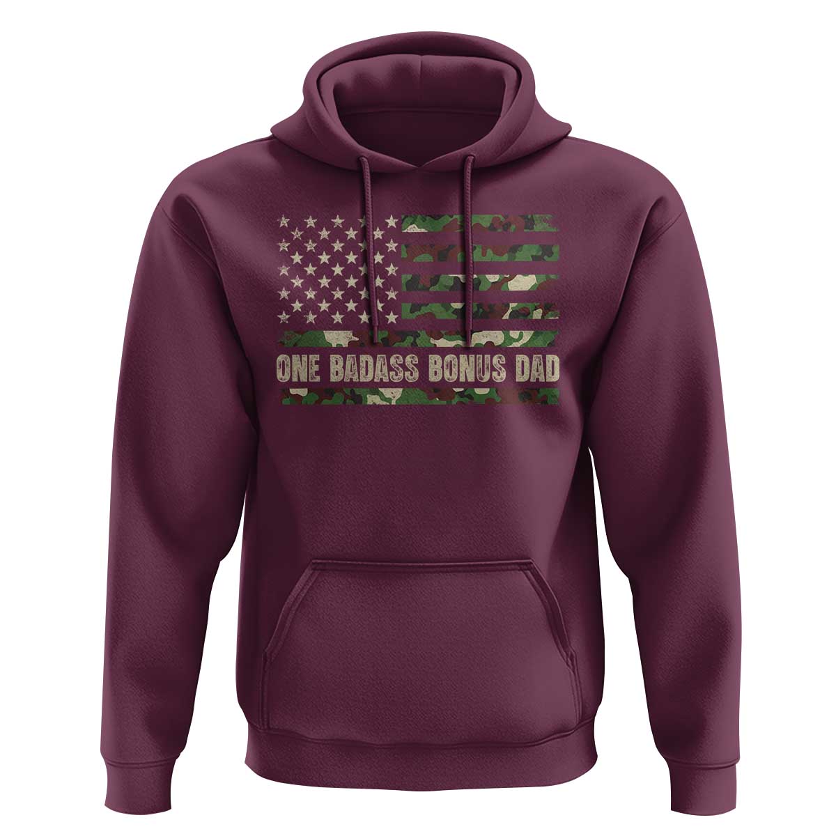 One Badass Bonus Dad Hoodie Funny Stepdad Camo American Flag