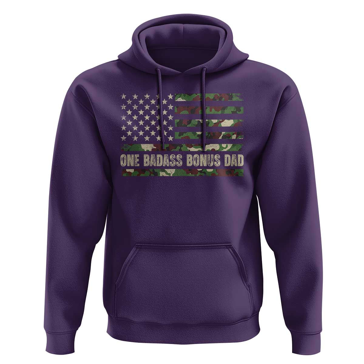 One Badass Bonus Dad Hoodie Funny Stepdad Camo American Flag