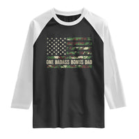 One Badass Bonus Dad Raglan Shirt Funny Stepdad Camo American Flag