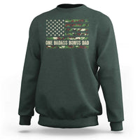 One Badass Bonus Dad Sweatshirt Funny Stepdad Camo American Flag