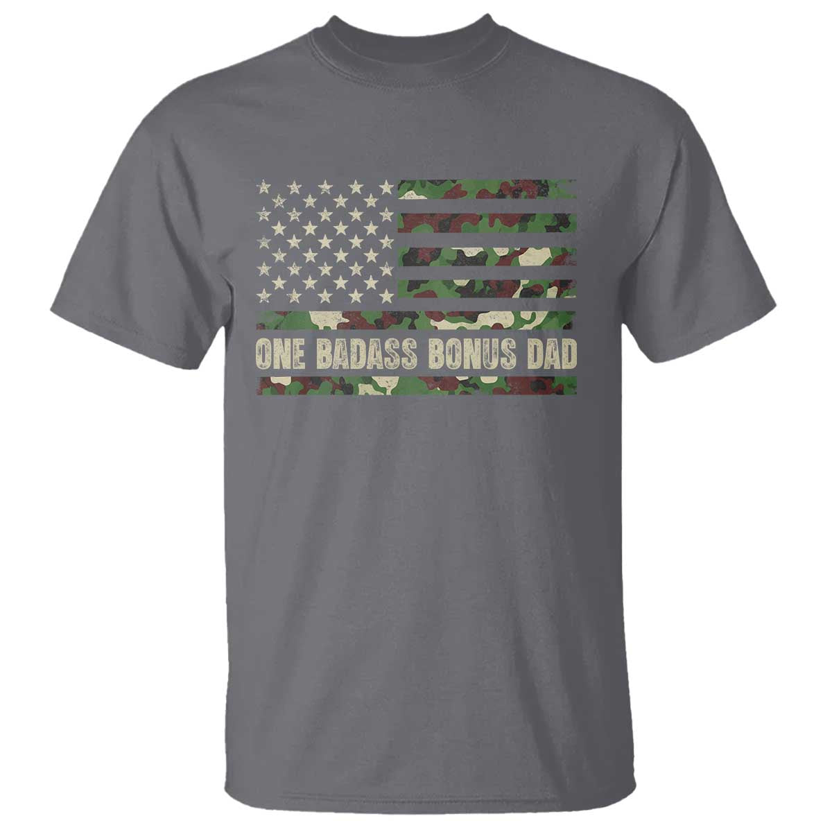 One Badass Bonus Dad T Shirt Funny Stepdad Camo American Flag