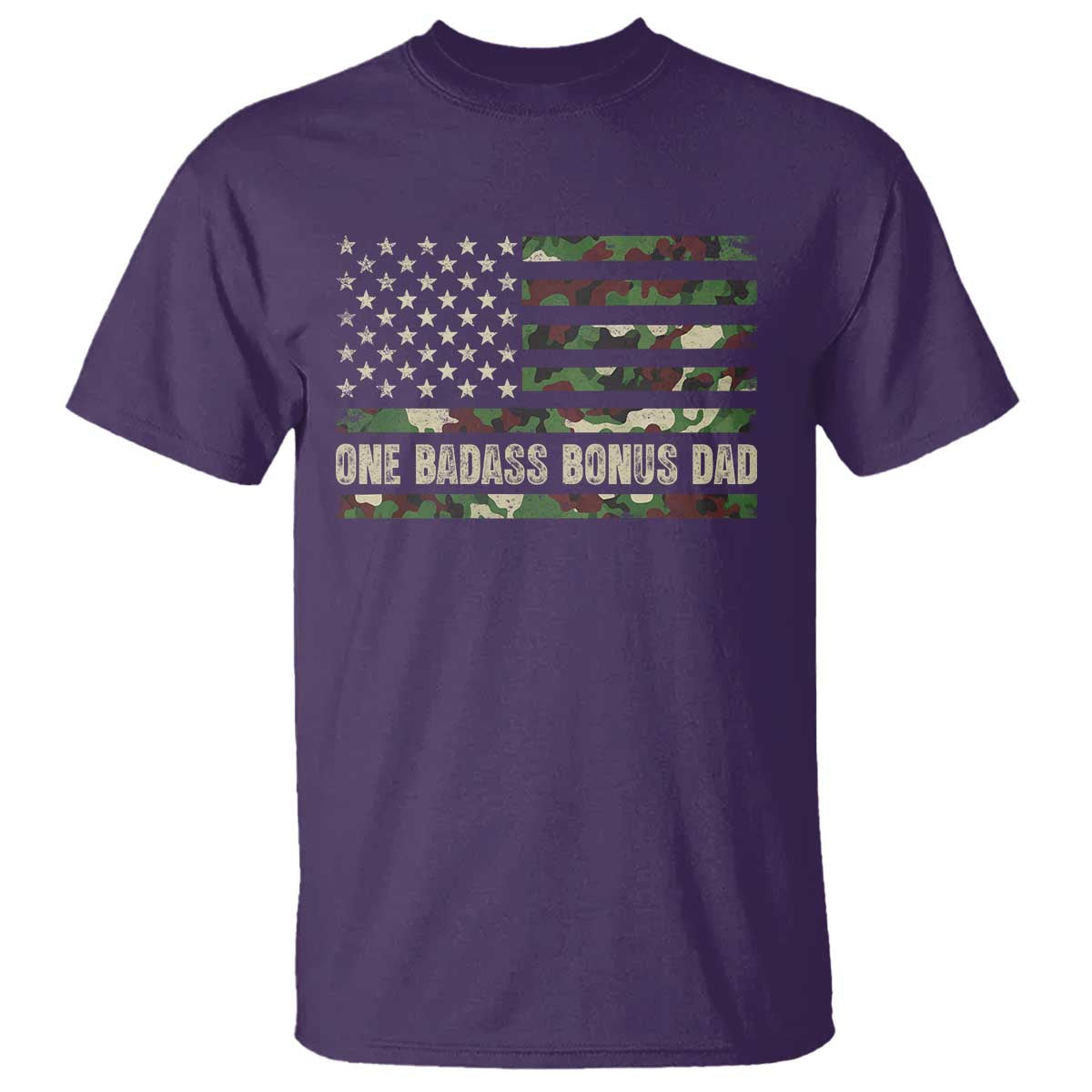 One Badass Bonus Dad T Shirt Funny Stepdad Camo American Flag
