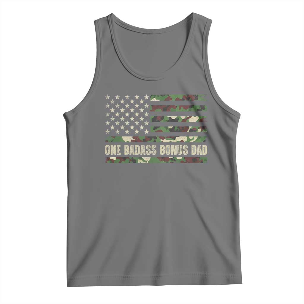 One Badass Bonus Dad Tank Top Funny Stepdad Camo American Flag