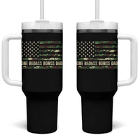 One Badass Bonus Dad Tumbler With Handle Funny Stepdad Camo American Flag
