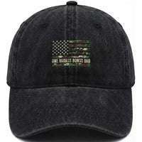 One Badass Bonus Dad Washed Cotton Baseball Cap Funny Stepdad Camo American Flag