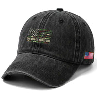 One Badass Bonus Dad Washed Cotton Baseball Cap Funny Stepdad Camo American Flag