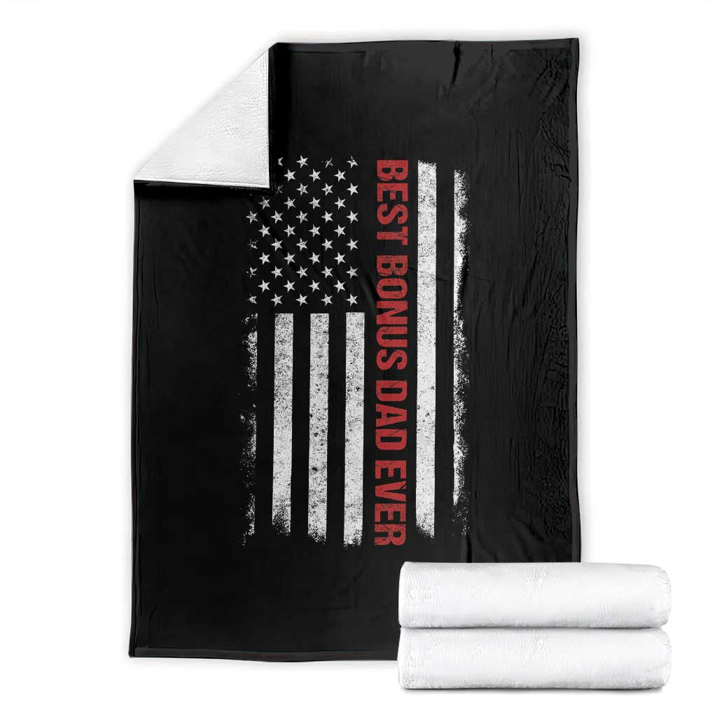 Best Effin Bonus Dad Ever Throw Blanket Funny Stepdad American Flag