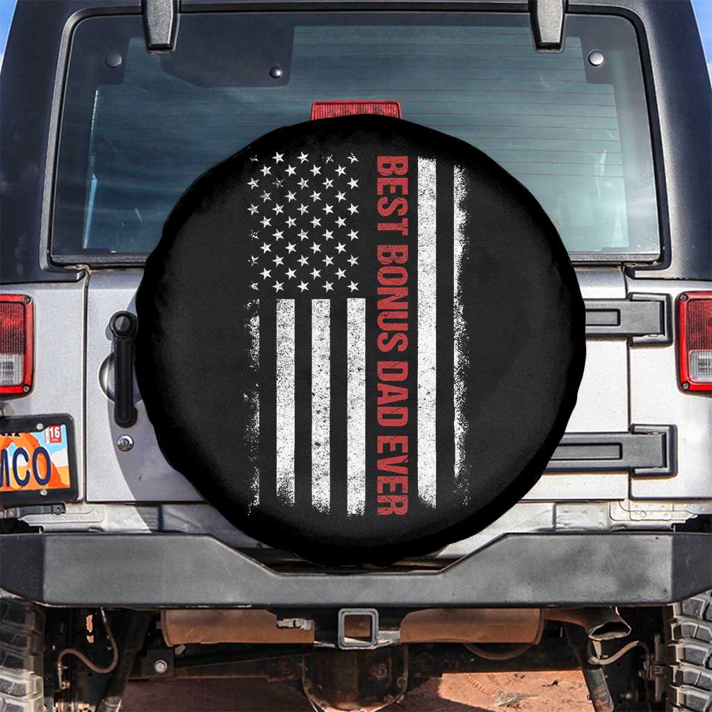 Best Effin Bonus Dad Ever Spare Tire Cover Funny Stepdad American Flag