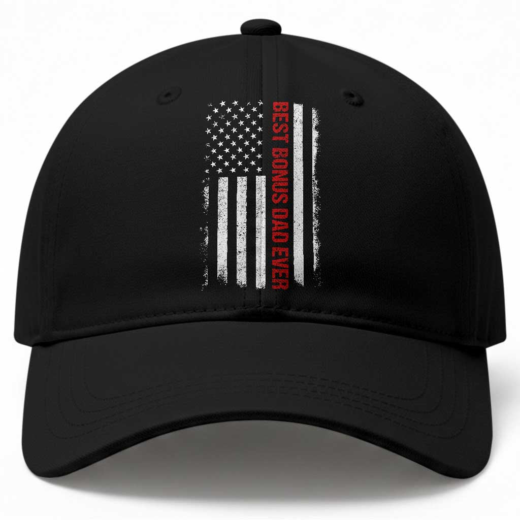 Best Effin Bonus Dad Ever Baseball Cap Funny Stepdad American Flag