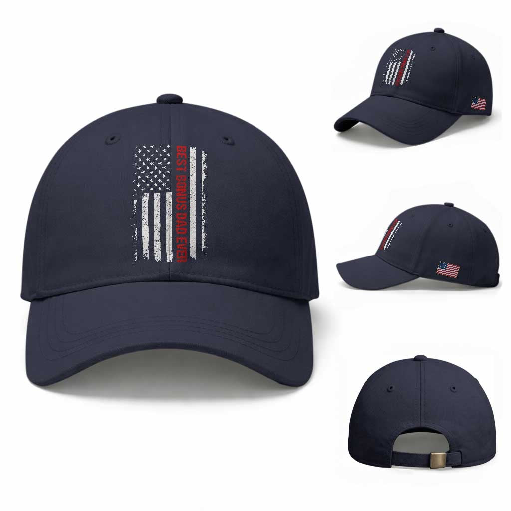 Best Effin Bonus Dad Ever Baseball Cap Funny Stepdad American Flag
