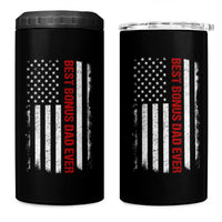 Best Effin Bonus Dad Ever 4 in 1 Can Cooler Tumbler Funny Stepdad American Flag