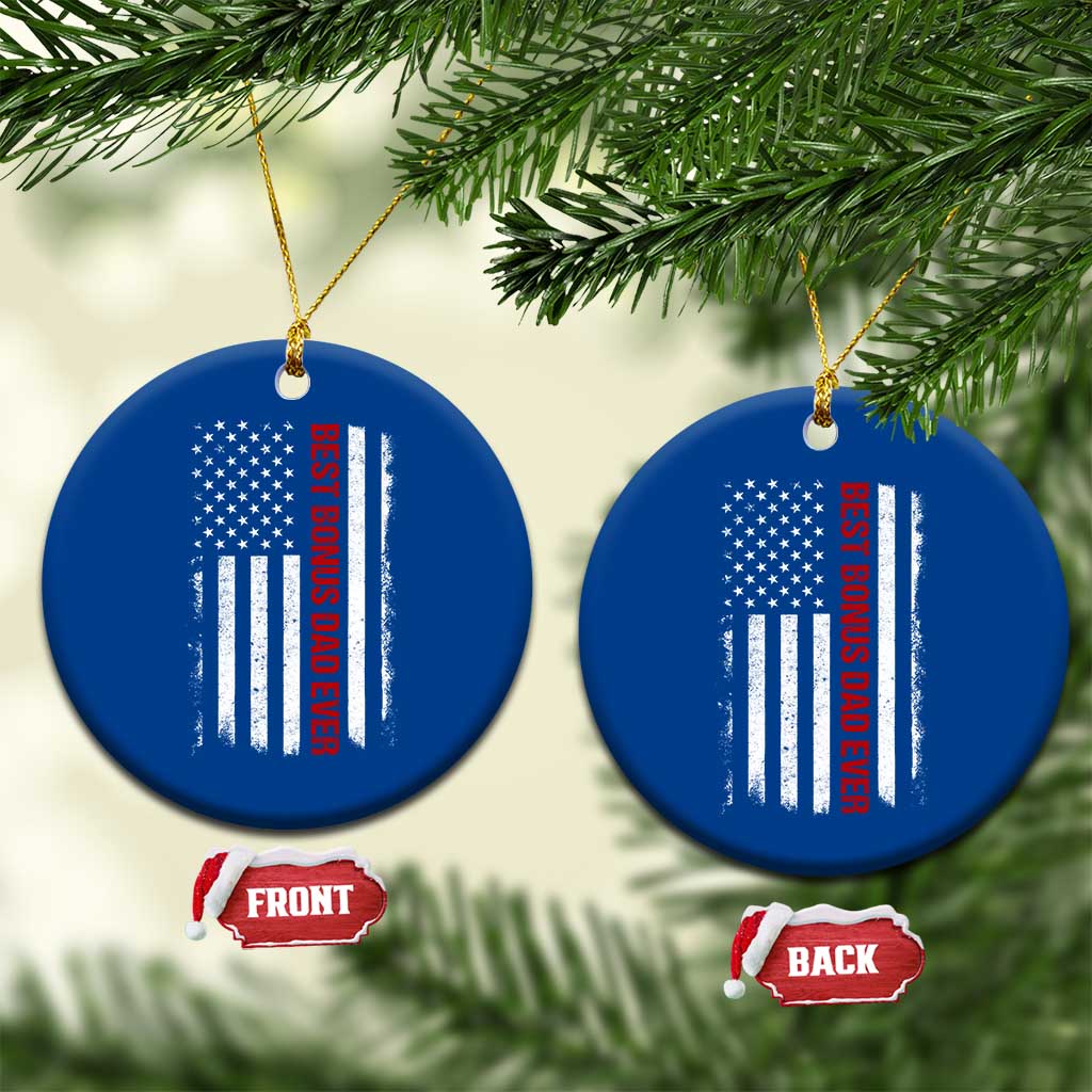 Best Effin Bonus Dad Ever Ceramic Ornament Funny Stepdad American Flag