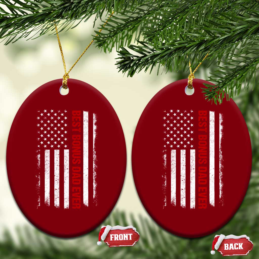 Best Effin Bonus Dad Ever Ceramic Ornament Funny Stepdad American Flag