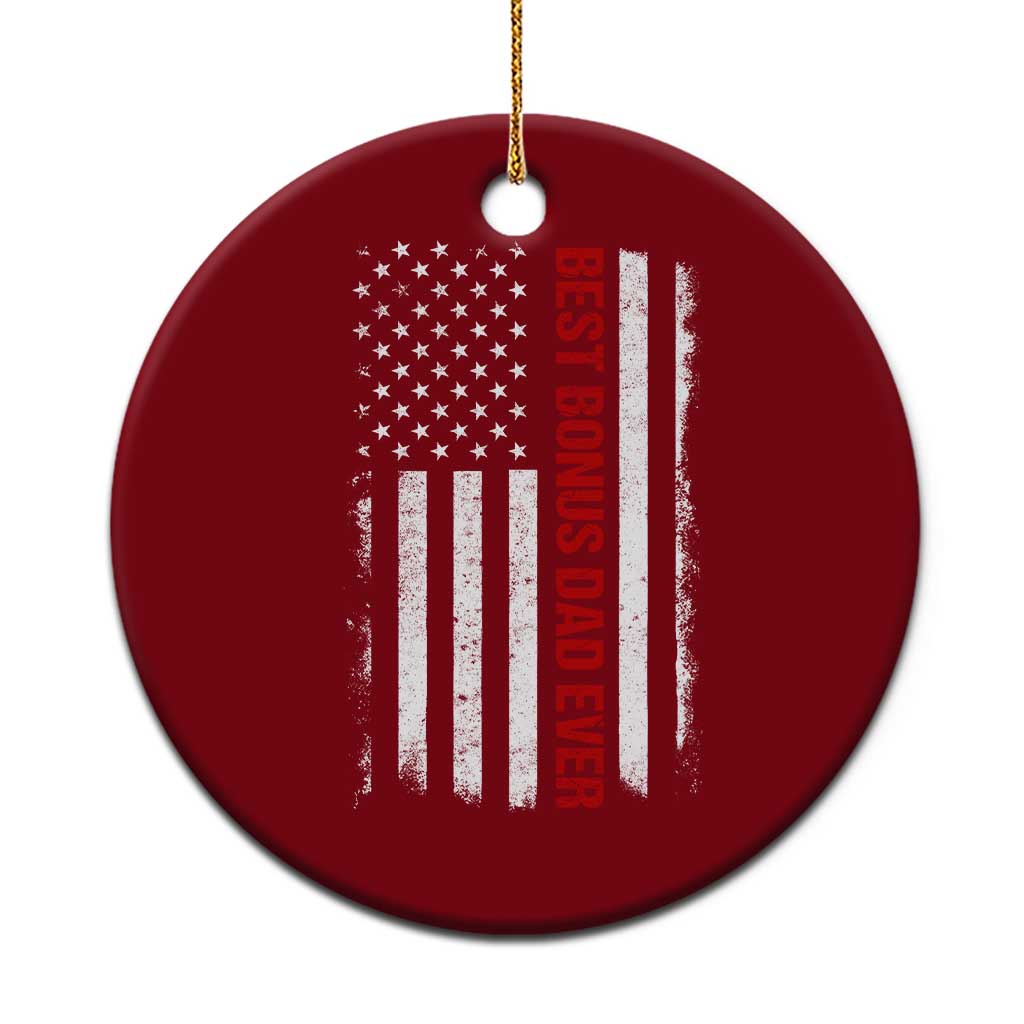 Best Effin Bonus Dad Ever Ceramic Ornament Funny Stepdad American Flag