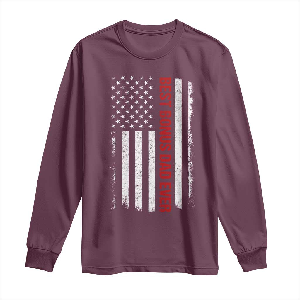 Best Effin Bonus Dad Ever Long Sleeve Shirt Funny Stepdad American Flag