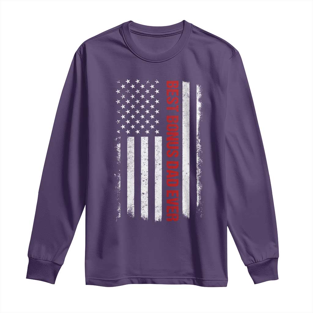 Best Effin Bonus Dad Ever Long Sleeve Shirt Funny Stepdad American Flag