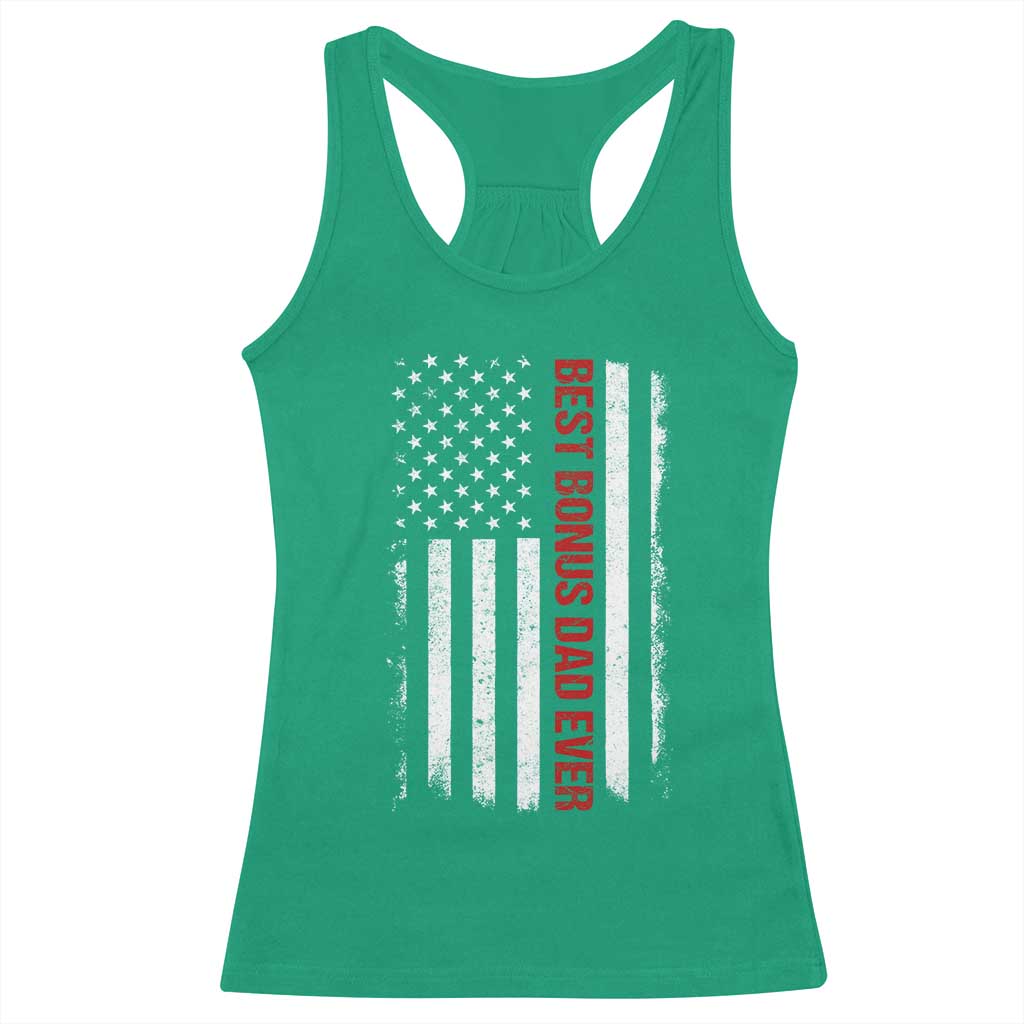 Best Effin Bonus Dad Ever Racerback Tank Top Funny Stepdad American Flag