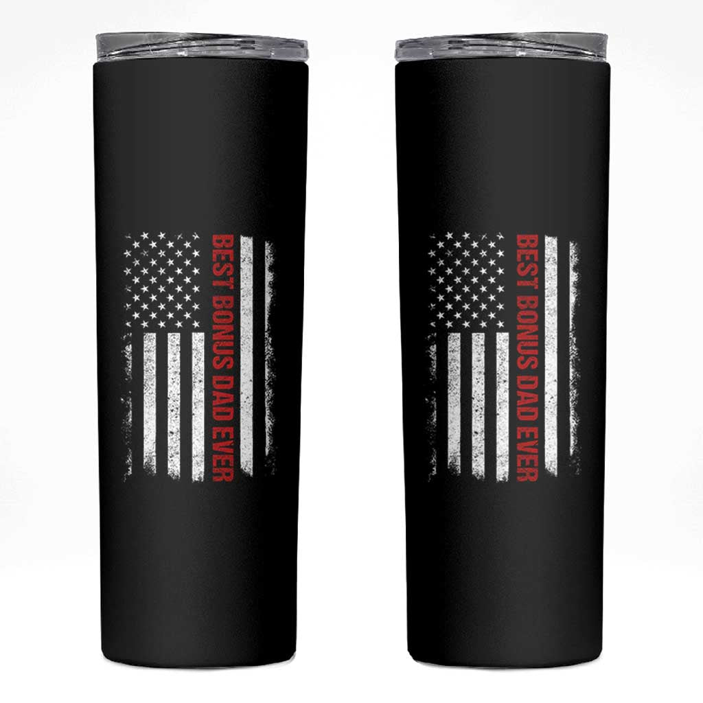 Best Effin Bonus Dad Ever Skinny Tumbler Funny Stepdad American Flag