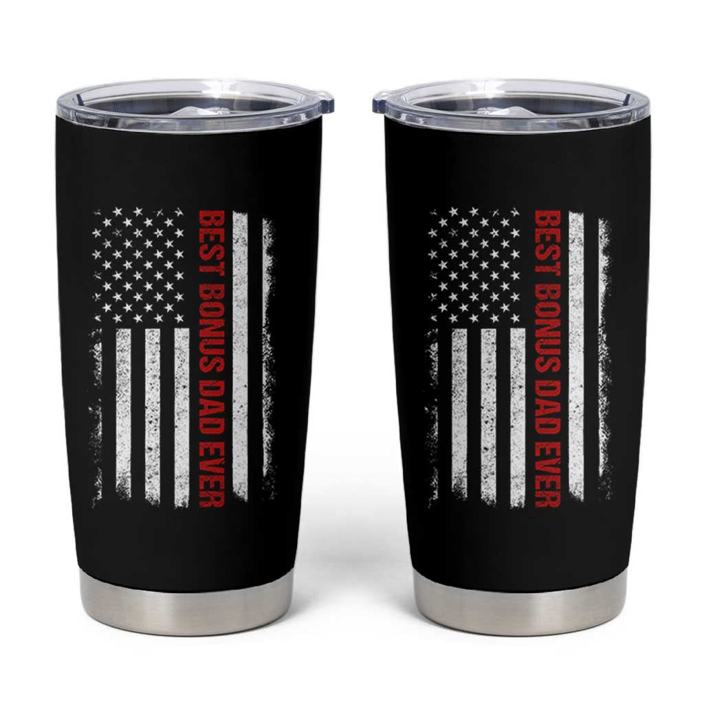 Best Effin Bonus Dad Ever Tumbler Cup Funny Stepdad American Flag