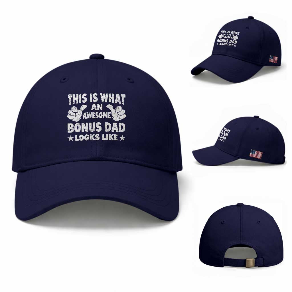 Funny Stepdad Baseball Cap This Is What An Awesome Bonus Dad Looks Like