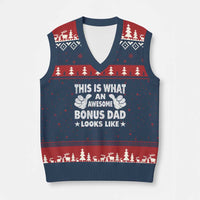 Funny Stepdad V-Neck Knit Sweater Vest This Is What An Awesome Bonus Dad Looks Like